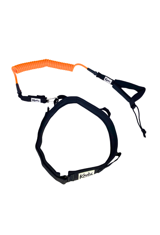 Kāohi Combo: Continuous Coil 8 mm Leash + Padded Black Belt™