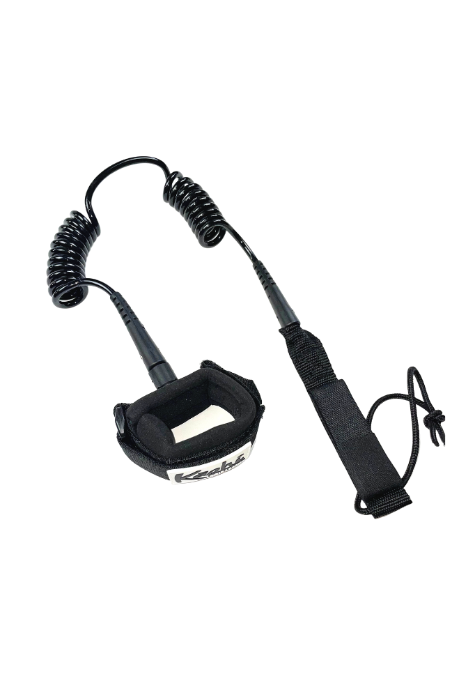 Kāohi Wing Leash - 6' x 5.5 mm Double Coil with Wrist Cuff