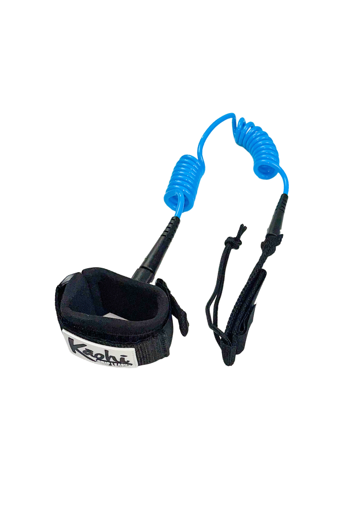 Kāohi Wing Leash - 6' x 5.5 mm Double Coil with Wrist Cuff